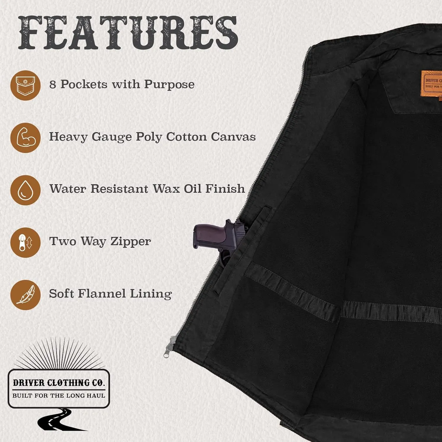| Men's 8 Pocket Poly Canvas Western Utility Vest | Distressed Finish