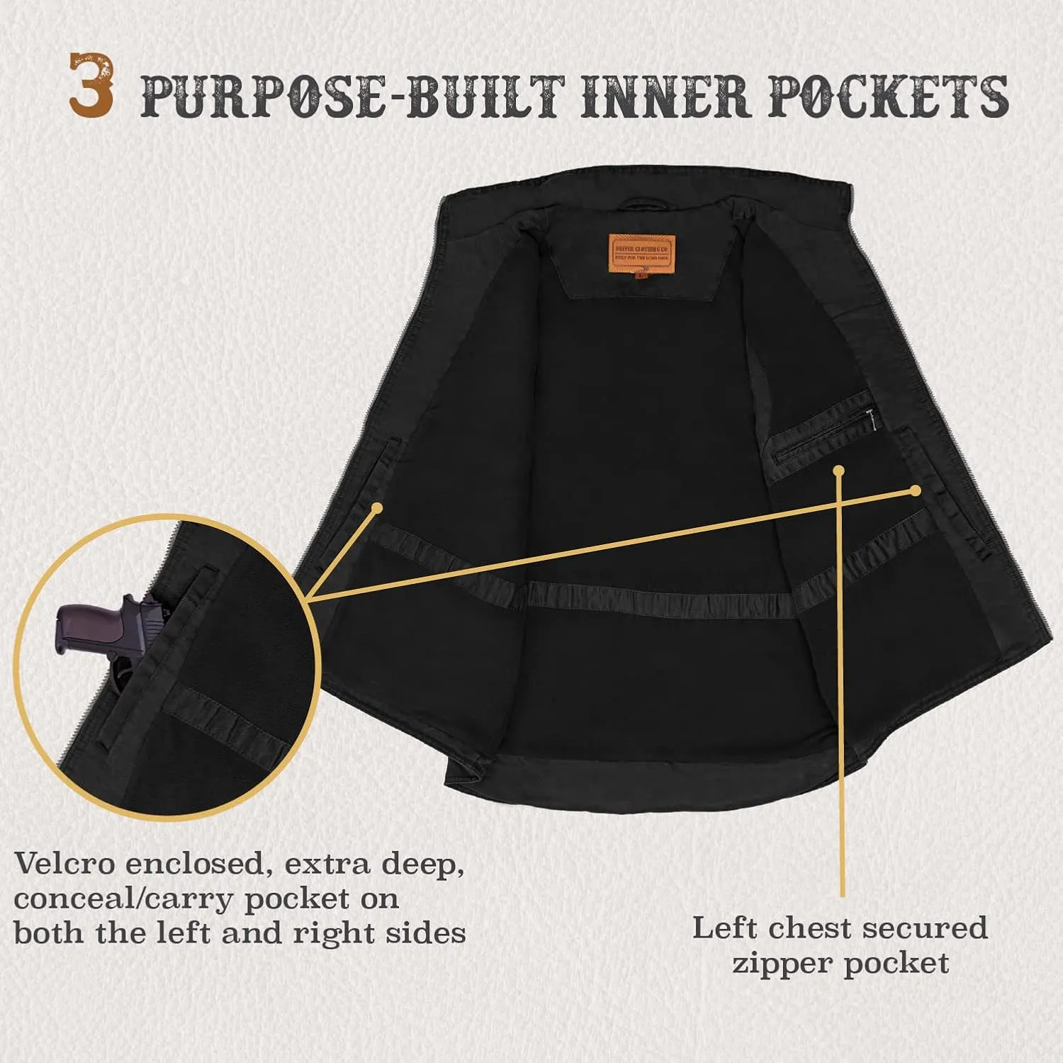 | Men's 8 Pocket Poly Canvas Western Utility Vest | Distressed Finish