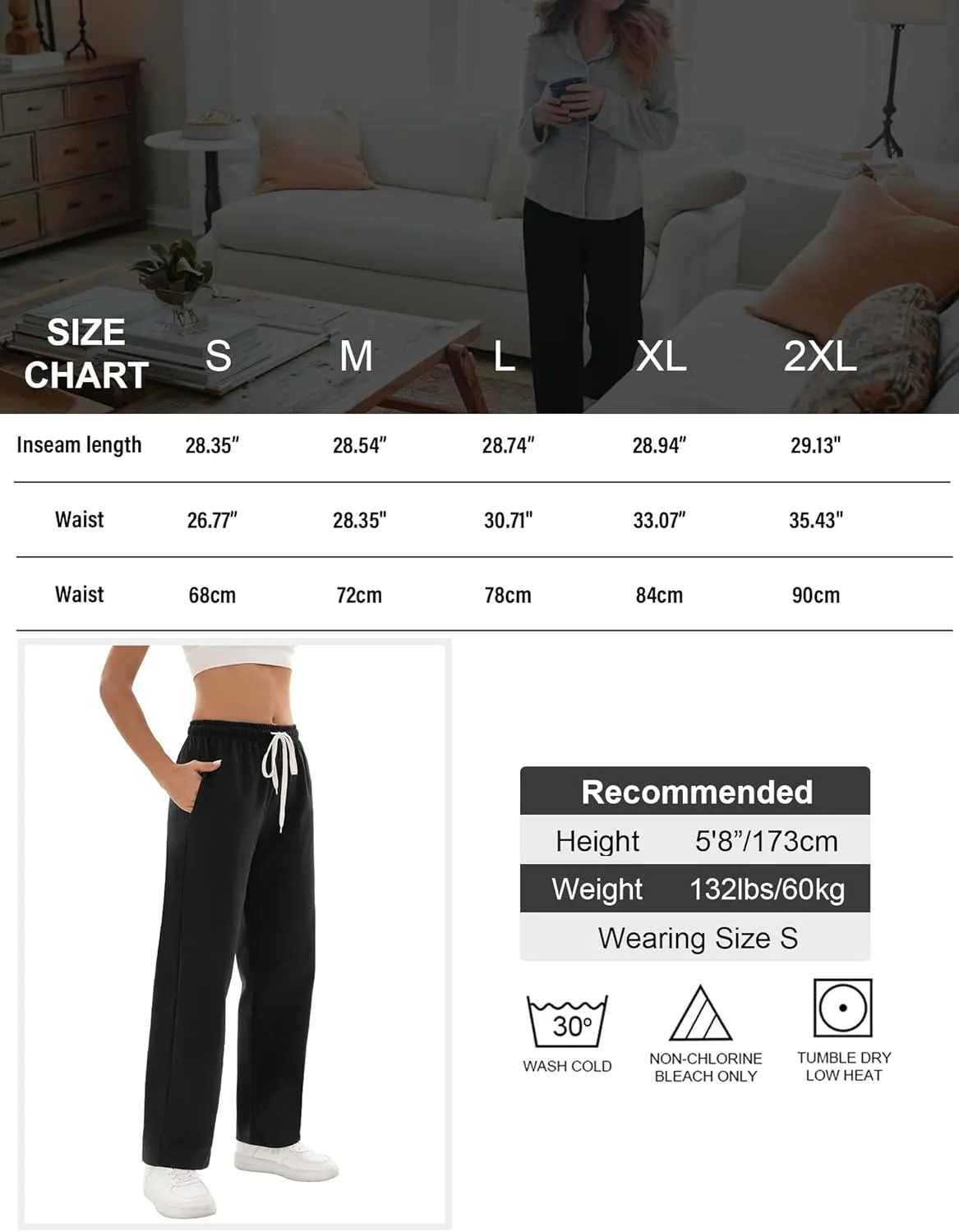 1/4 Pack Women's Wide Straight Leg Sweatpants, Cotton Baggy Lounge Sweat Pants, Casual Athletic Fit