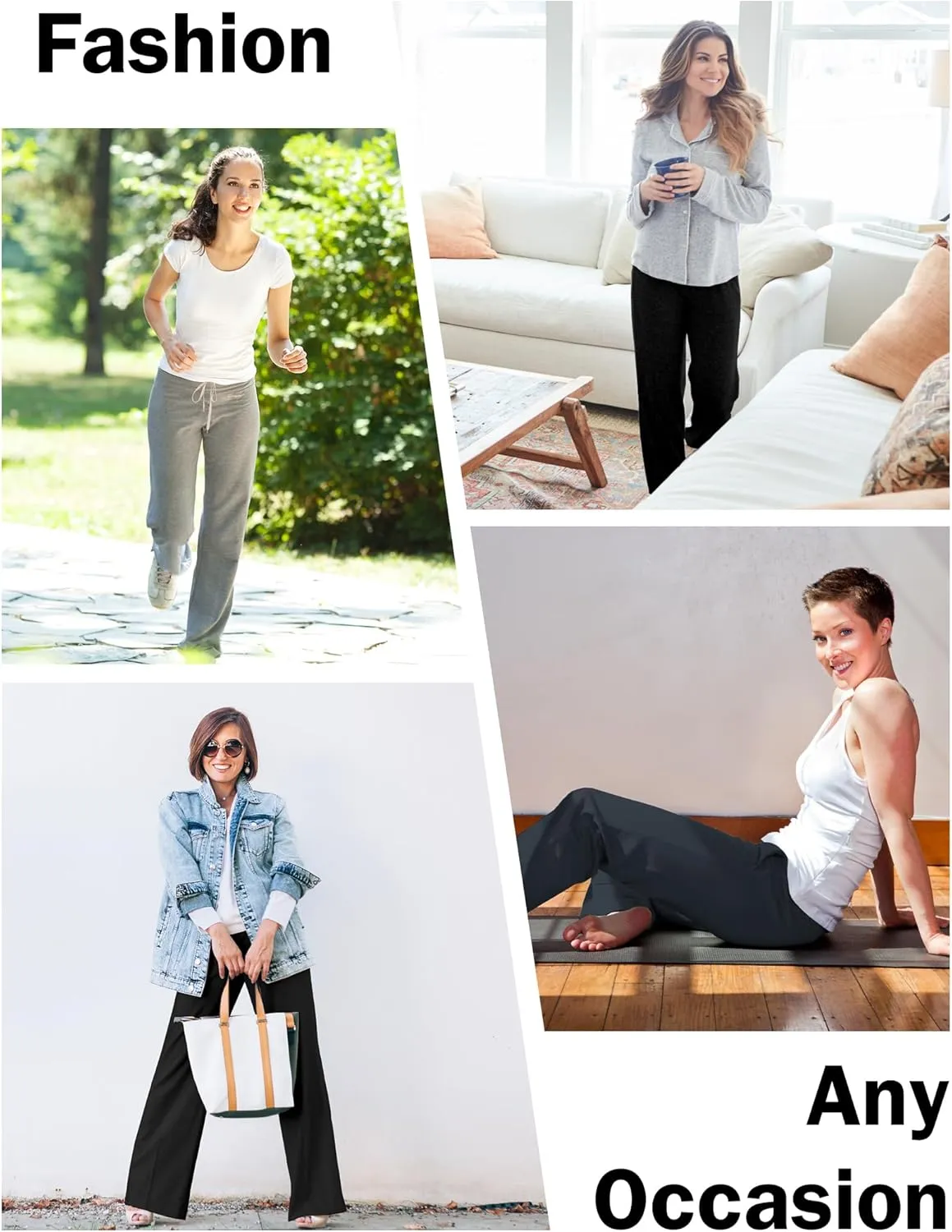 1/4 Pack Women's Wide Straight Leg Sweatpants, Cotton Baggy Lounge Sweat Pants, Casual Athletic Fit