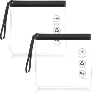 2Pcs Clear TSA Approved Toiletry Bag Leak-Proof Airport Security Liquids Bags Reusable Clear Toiletry Bags Portable Clear Travel Bags For Toiletries Cosmetics Travel Holiday Essentials