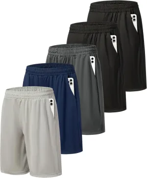 5 Pack Mens Athletic Gym Shorts Workout Quick Dry Running Lightweight Basketball Shorts with Pockets