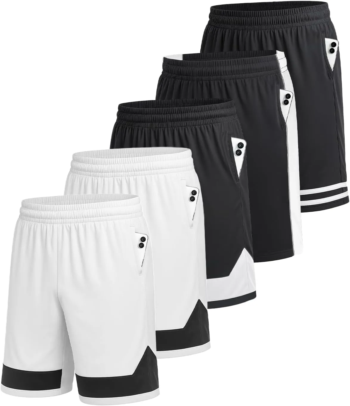 5 Pack Men's Athletic Shorts5PC Basketball Shorts with PocketsCasual Summer Shorts for Men