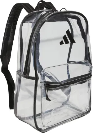 adidas 2 Backpack (26L) See-Through Transparent Bag for Festivals and Concerts, Clear/Black, One Size