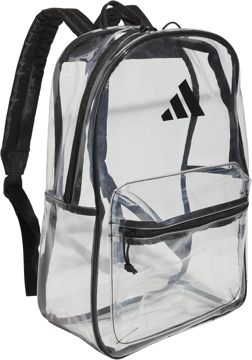 adidas 2 Backpack (26L) See-Through Transparent Bag for Festivals and Concerts, Clear/Black, One Size