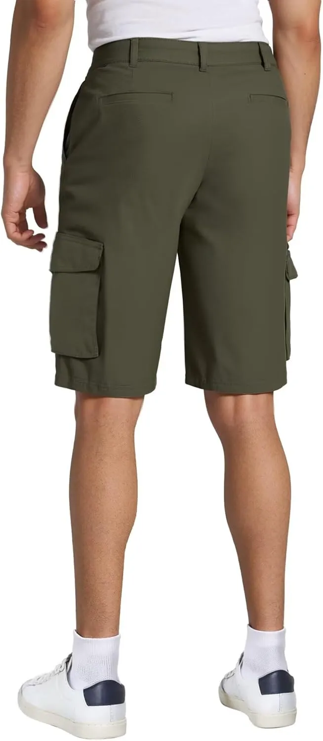 Agile Mens Casual Summer Flat Front Essential Stretch Shorts/Cargo Shorts with Pockets