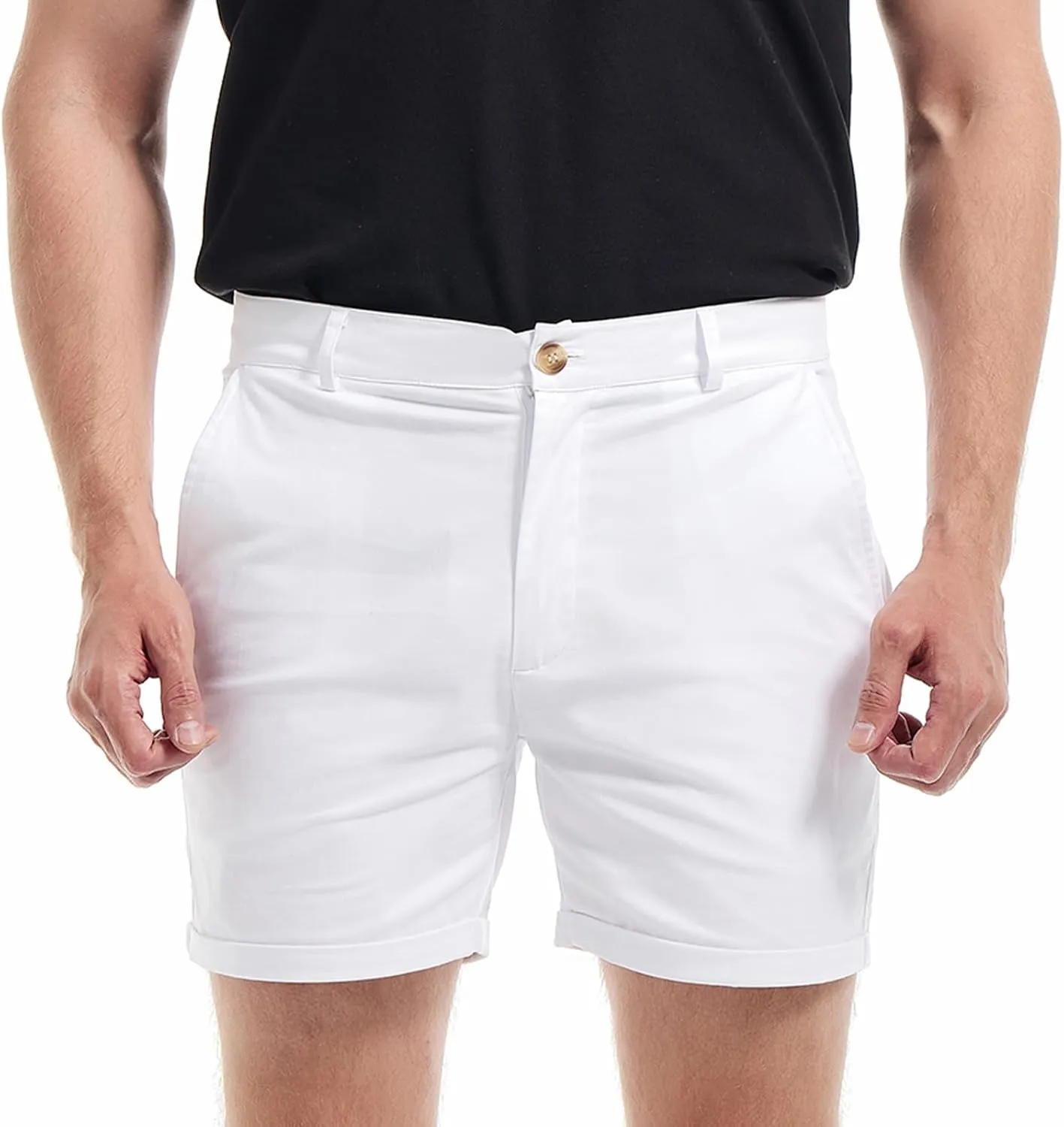 AIMPACT Mens Chino Shorts Slim-fit 5.5" Flat Front Stretch Casual Short Shorts