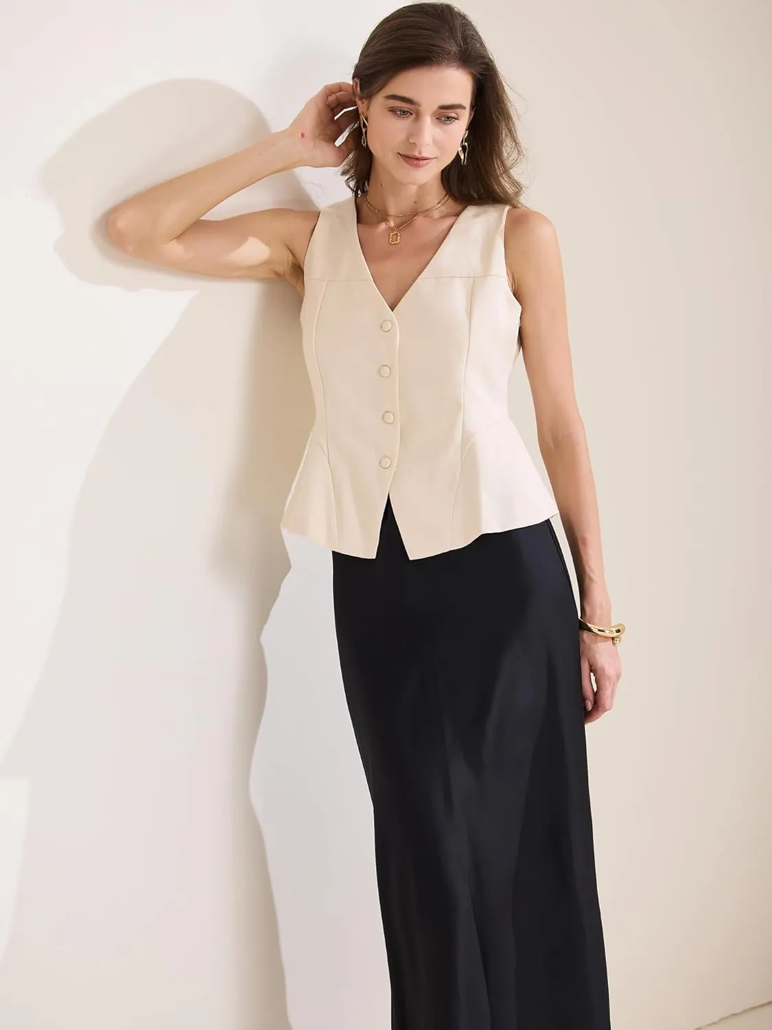 Allegra K Women's Sleeveless Vest Button Down Fully Lined V Neck Dressy Suit Waistcoat