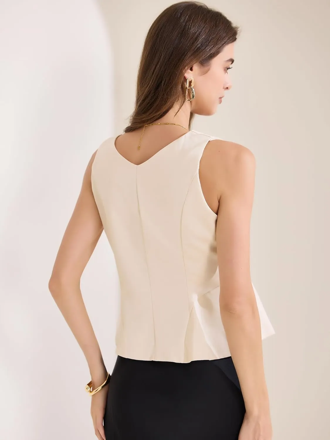 Allegra K Women's Sleeveless Vest Button Down Fully Lined V Neck Dressy Suit Waistcoat