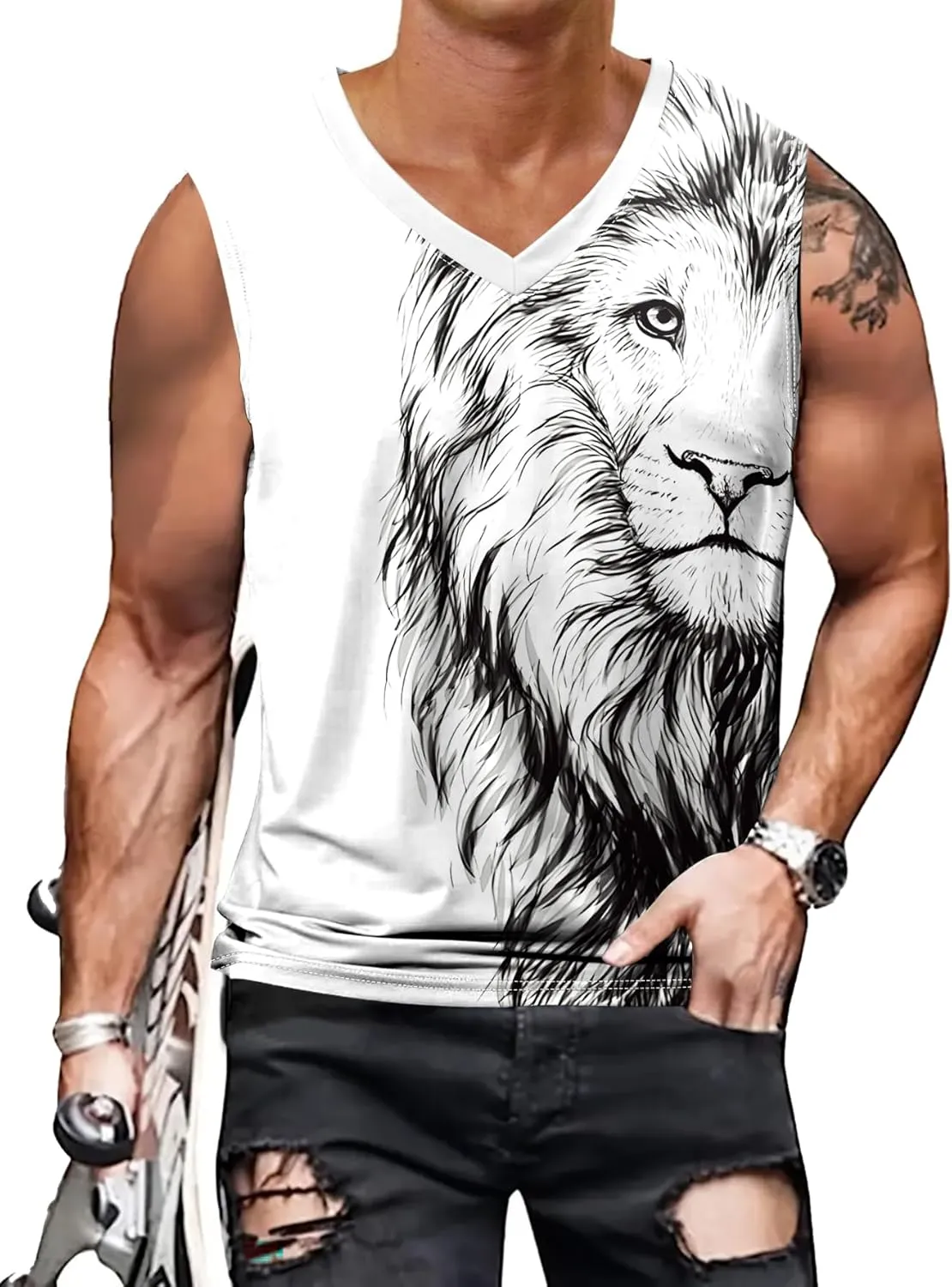 American Flag Patriotic Print Men Muscle Tank Tops Sleeveless Tee Shirts Independence Day July 4th Top