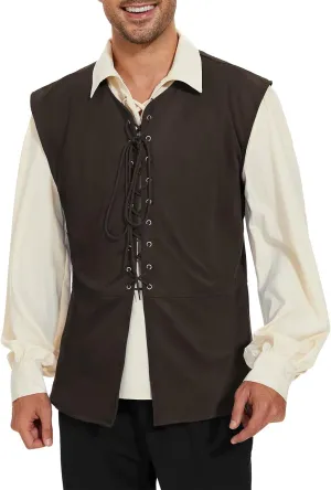 American Trends Renaissance Costume Men Pirate Vest Renaissance Viking Steampunk Halloween Medieval Costume Men