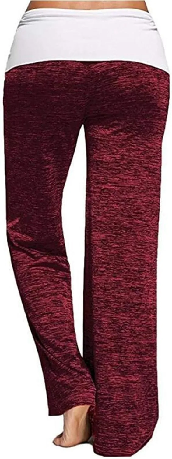 Andongnywell Womens High Waist Drawstring Wide Leg Trousers Casual Comfy Palazzo Pants Wide Legs Lounge Pants Trousers