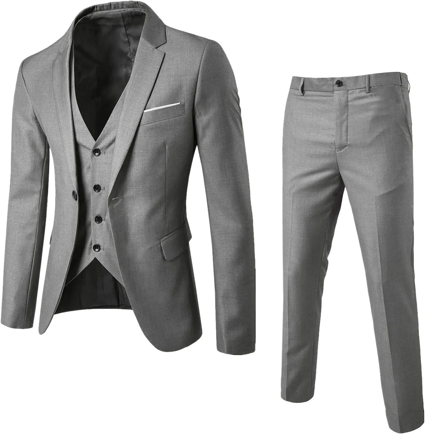Aniywn Men's 3 Piece Suit Slim Fit Prom Suits for Men Wedding Formal Mens Suit Solid Blazer Jacket Vest and Pants Tuxedo Set
