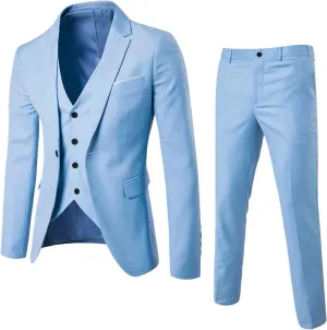 Aniywn Men's 3 Piece Suit Slim Fit Prom Suits for Men Wedding Formal Mens Suit Solid Blazer Jacket Vest and Pants Tuxedo Set