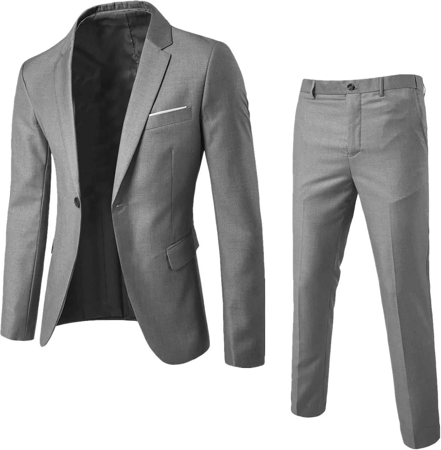 Aniywn Men's Slim Fit 2 Piece Suit, Button Solid Dress Suit Jacket Blazer and Pants Set Mens Business Wedding Party Suit Set