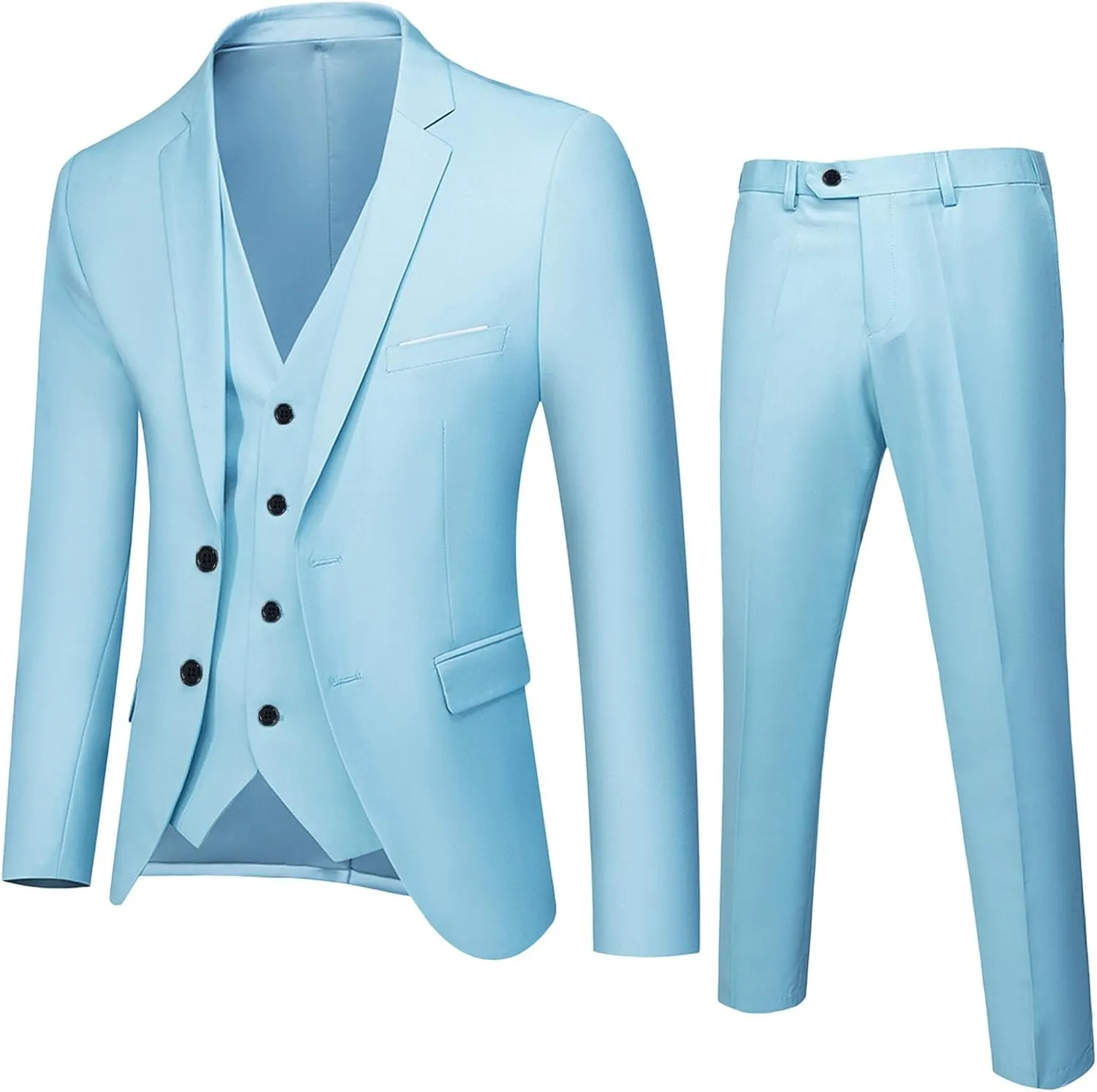 Aniywn Mens Suits 3 Piece Set Slim Fit Wedding Suit Groomsmen Prom Suit Tuxedo Business Formal Groom Suit Jacket Blazer Pants