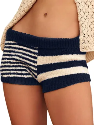 Arssm Womens Striped Shorts Knitted Sweater Y2K Summer Lounge Strechy Going Out Shorts