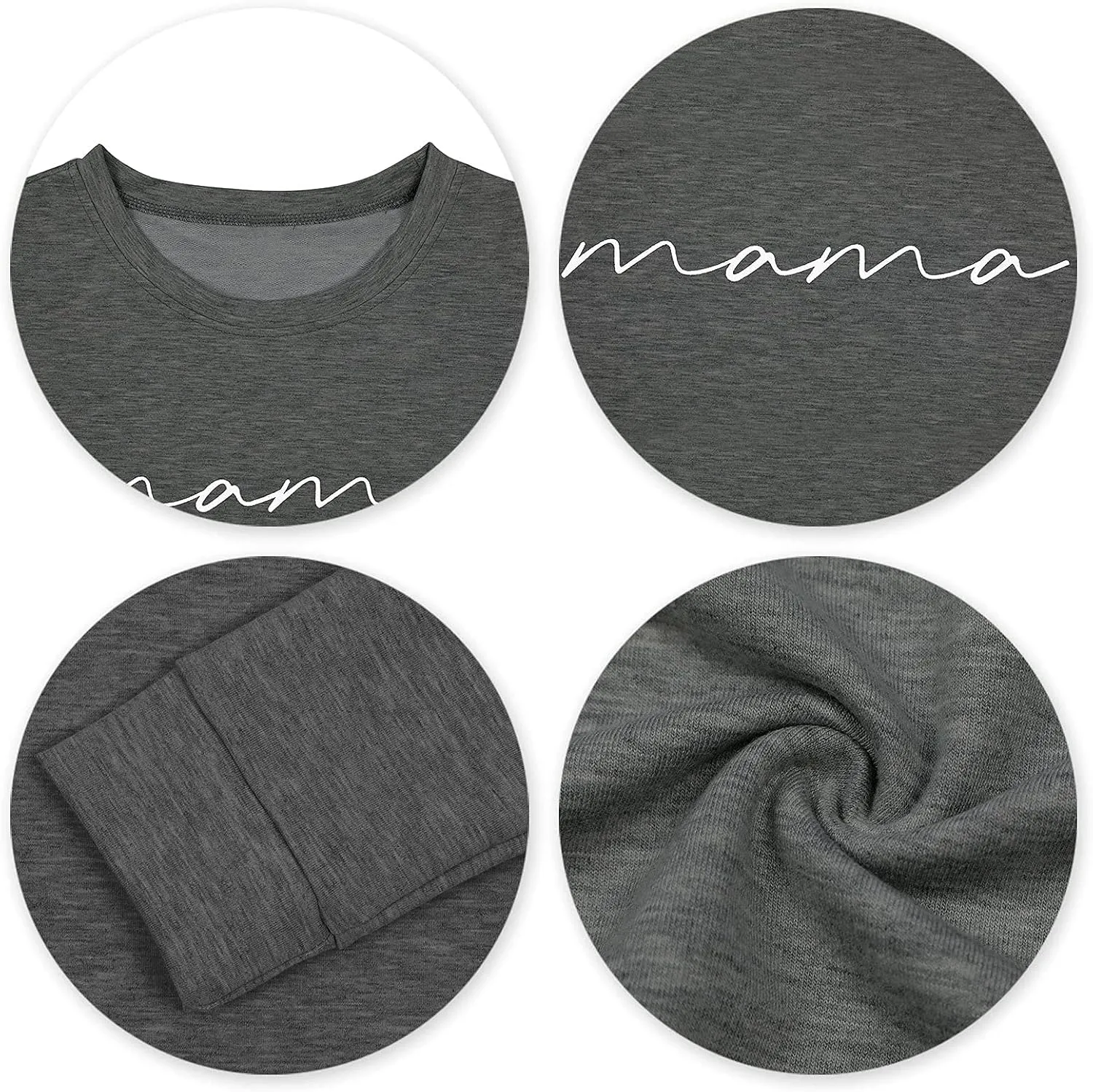 ASTANFY Womens Crewneck Sweatshirt Mama Letter Print Long Sleeve Loose Fashion Pullover Top