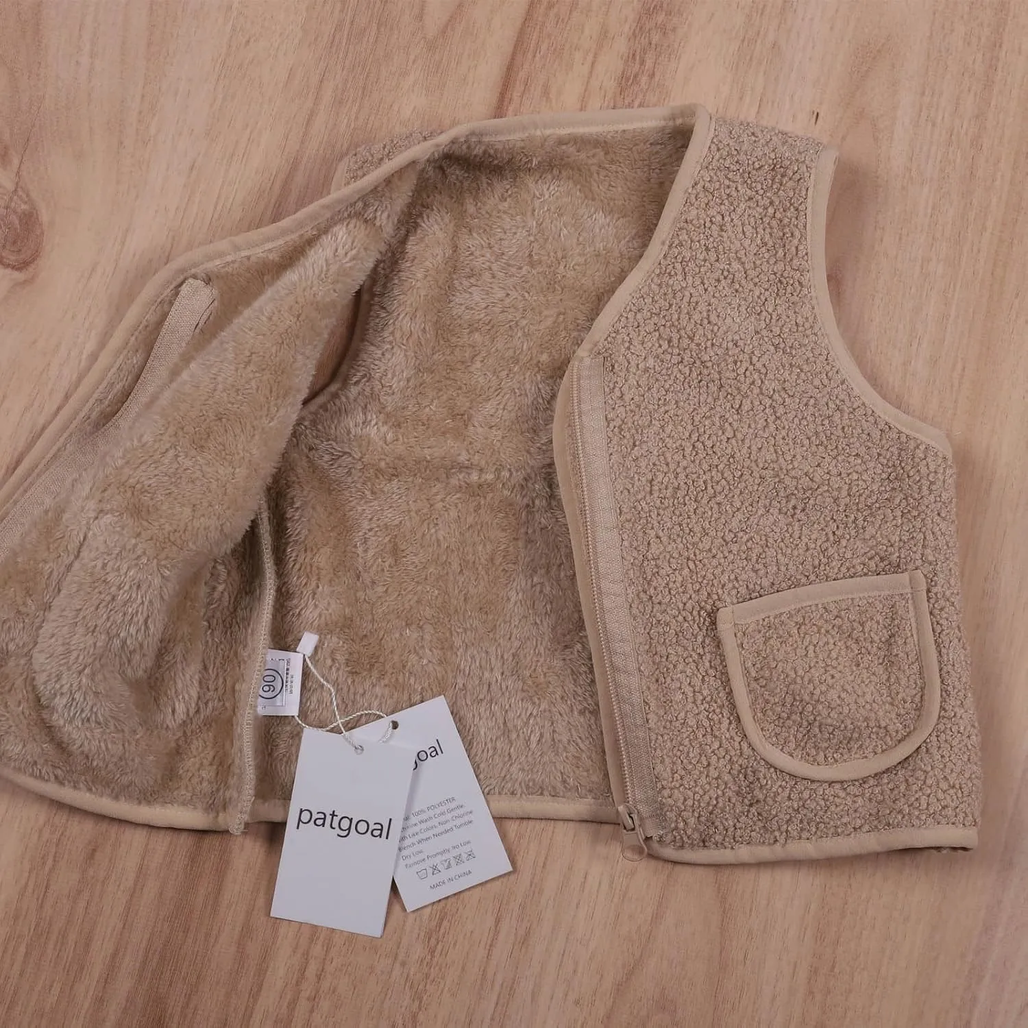 Baby Boy Girls Sleeveless Jacket Full Zipper Sherpa Fleece Vest Toddler Kids Fall Winter Waistcoat Outerwear with Pocket