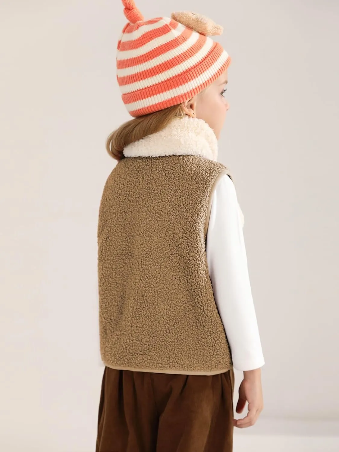 Baby Boy Girls Sleeveless Jacket Full Zipper Sherpa Fleece Vest Toddler Kids Fall Winter Waistcoat Outerwear with Pocket