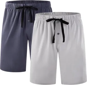 BAMBOO COOL Mens Pajama Shorts Soft Sleep Shorts Comfy Lounge Pajama Bottoms with Pockets