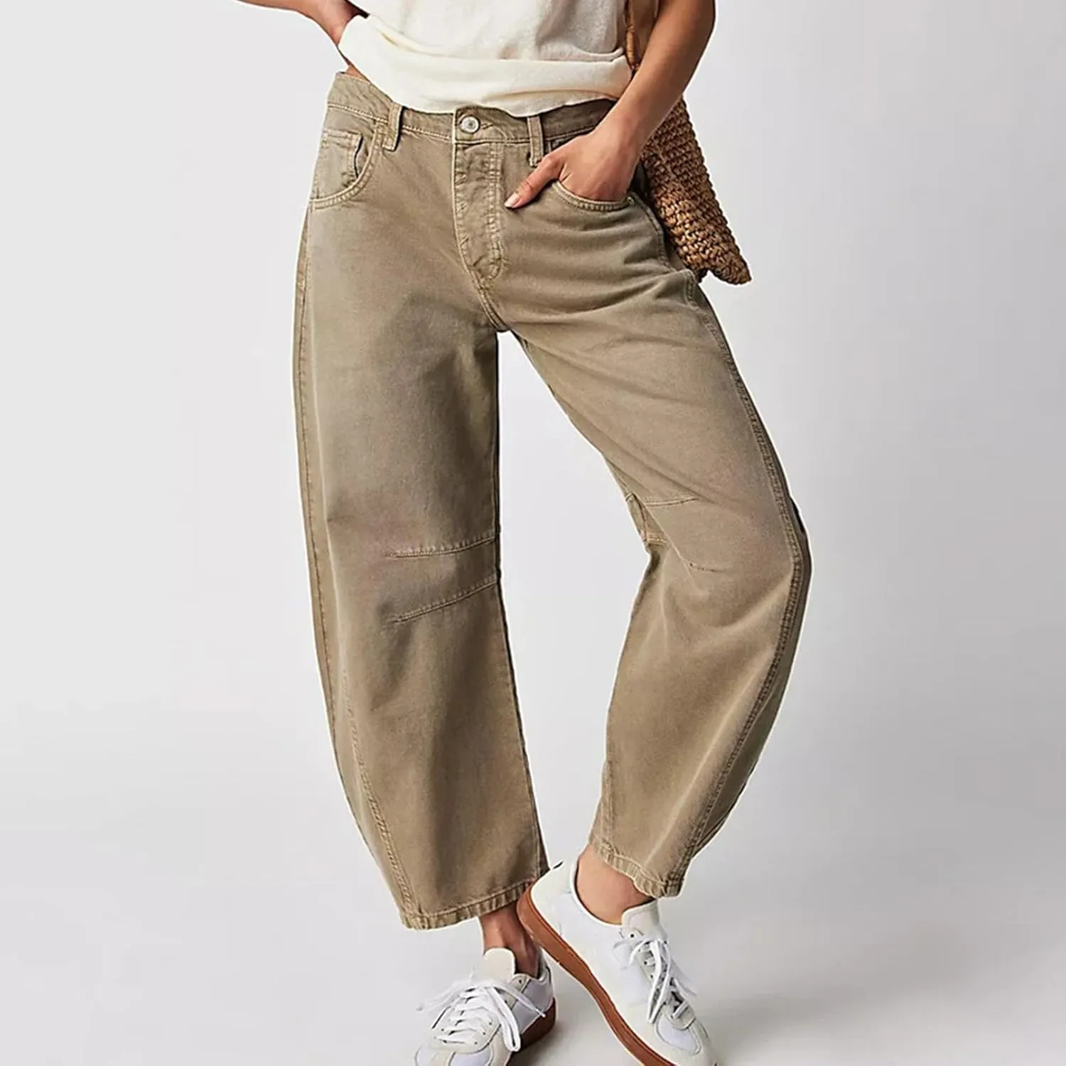 Barrel Jeans for Women Stretchy Trendy High Waisted Baggy Denim Trouser Y2K Wide Leg Boyfriend Streetwear Ankle Pants