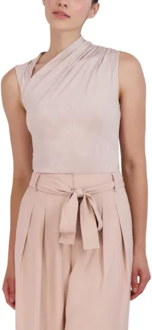 BCBGMAXAZRIA Women's Asymmetrical Neck Sleevless Knit Top