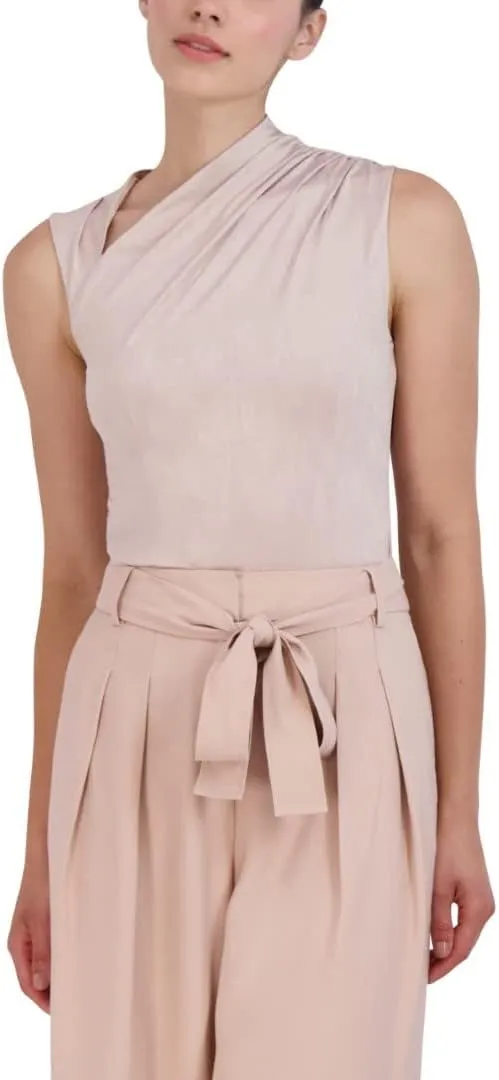 BCBGMAXAZRIA Women's Asymmetrical Neck Sleevless Knit Top