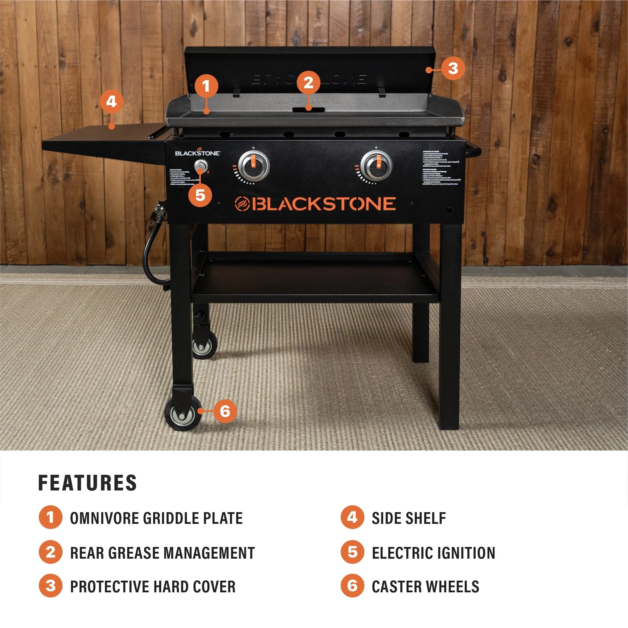 Blackstone Original 2-Burner 28" Propane Omnivore Griddle with Hard Cover