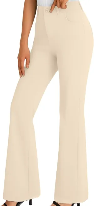 Bootcut Dress Pants for Women Business Casual High Waist Regular Fit Work Pants Elegant Office Trousers with Pockets