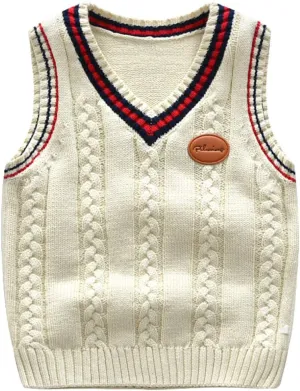 Boys Sweater Vest Cable Knit V-Neck Knitted Uniform Toddler Kids Girls Clothes Dress Vests