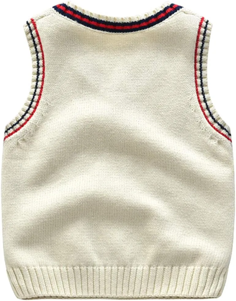 Boys Sweater Vest Cable Knit V-Neck Knitted Uniform Toddler Kids Girls Clothes Dress Vests