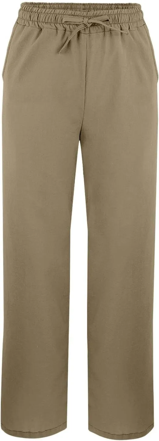 Capris Linen Pants for Women 2025 Summer High Waist Elastic Straight Leg Lounge Pant Lightweight Beach Trousers