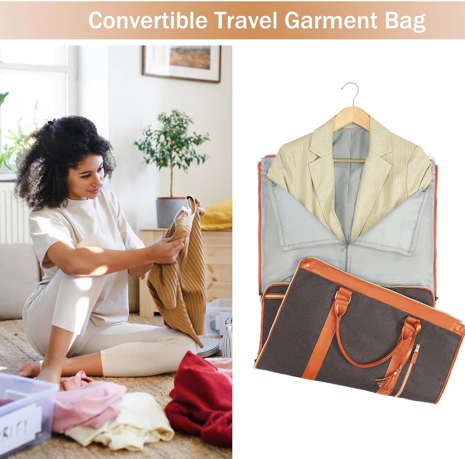 Carry on Garment Bag for Travel Convertible Garment Duffle Bags for Men Women with Shoe Compartment - 2 in 1 Hanging Travel Suitcase Suit