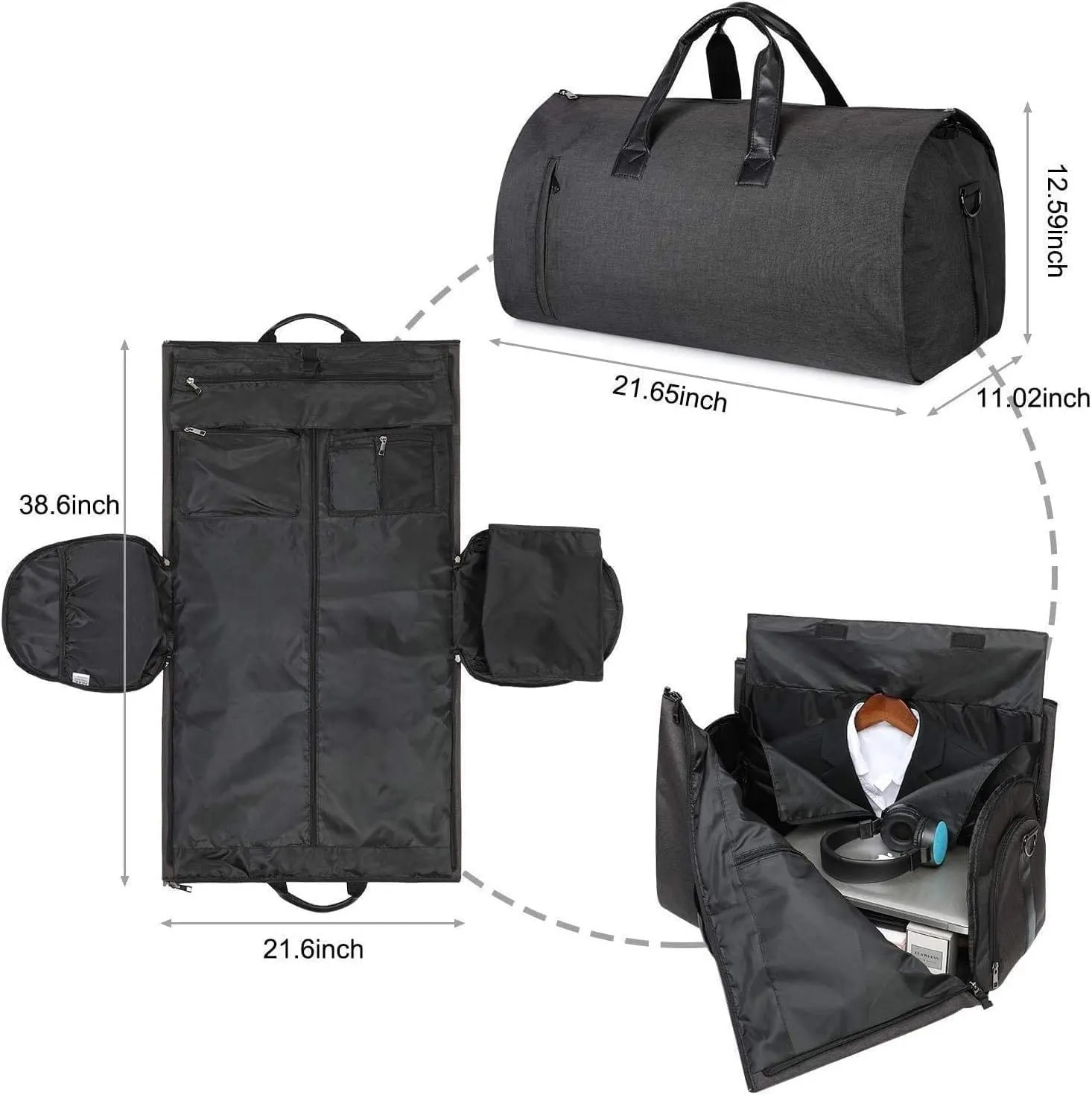 Carry-on Garment Bag Large Duffel Bag Suit Travel Bag Weekend Bag Flight Bag with Shoe Pouch for Men Women (Color : B, Size : 55 * 30 * 28cm)