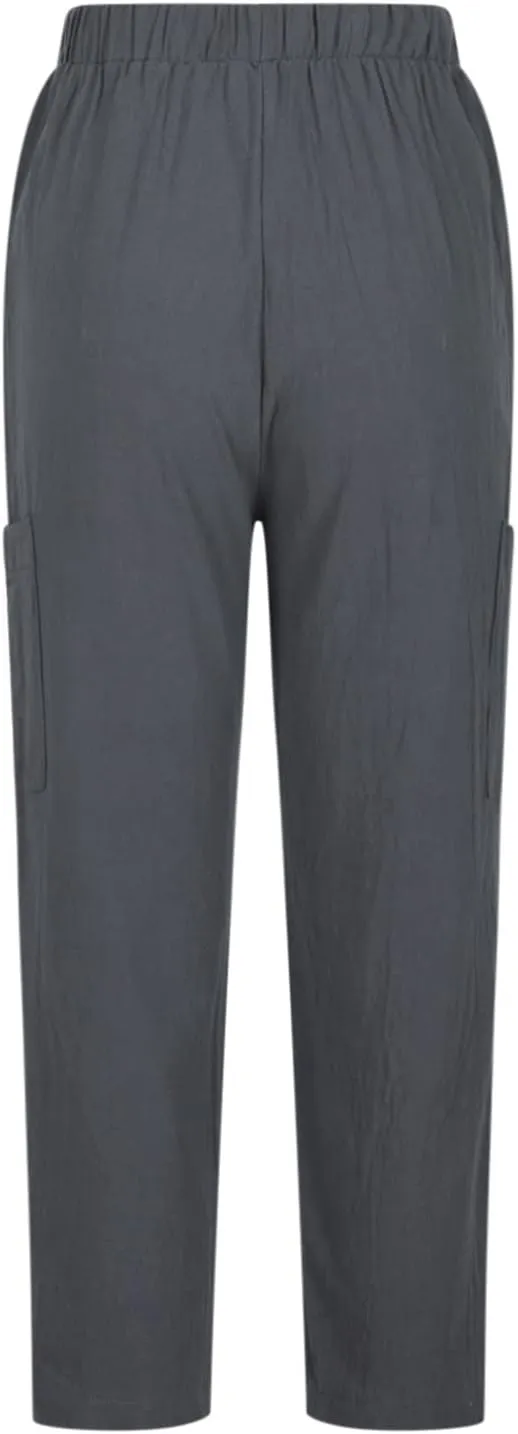 Casual Pants for Women Summer Lightweight Cotton Linen Pants Elastic High Waist Comfy Trousers with Pockets