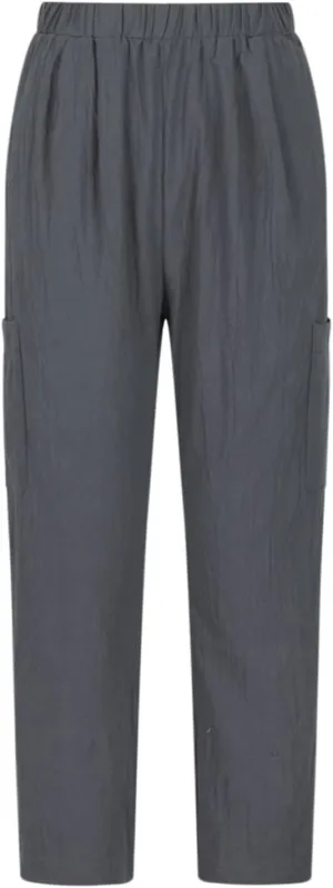 Casual Pants for Women Summer Lightweight Cotton Linen Pants Elastic High Waist Comfy Trousers with Pockets