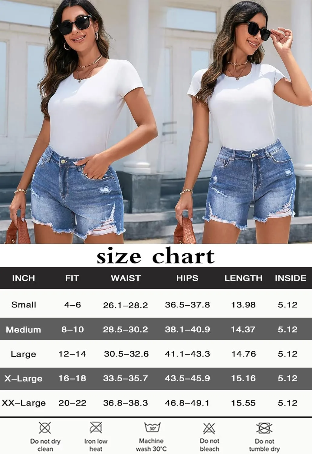 Casual Summer High Rise Denim Shorts Stretch Raw Hem Jean Shorts for Women