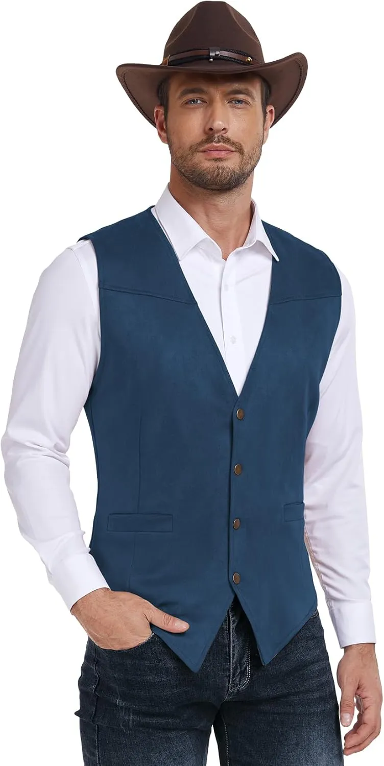 Century Star Men's Vests Casual Suit Vests Dress Western Wear Cowboy Wedding Slim Fit Waistcoat Renaissance Pirate Medieval