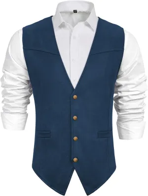 Century Star Men's Vests Casual Suit Vests Dress Western Wear Cowboy Wedding Slim Fit Waistcoat Renaissance Pirate Medieval