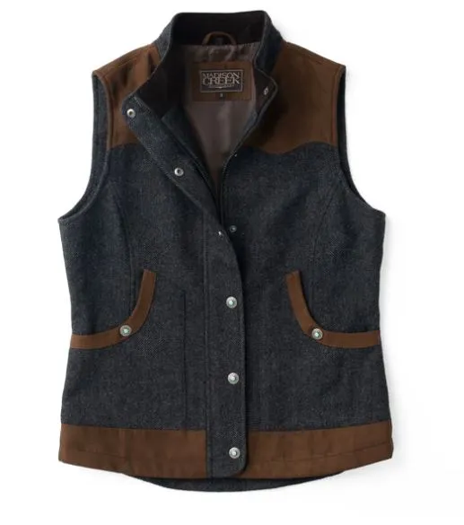 Channel Wool Vest - Madison Creek - Charcoal Herringbone - VMC6
