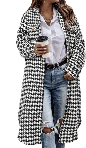 CHICZONE Womens Plaid Shacket Jacket Long Corduroy Shirt Casual Lapel Button Down Flannel Trench Coats
