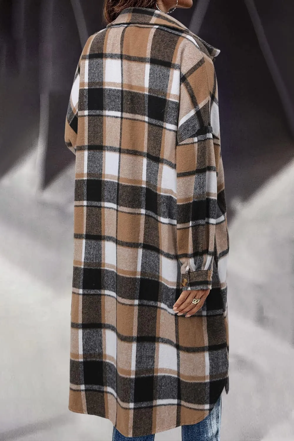 CHICZONE Womens Plaid Shacket Jacket Long Corduroy Shirt Casual Lapel Button Down Flannel Trench Coats