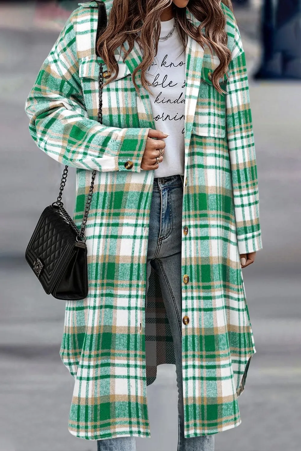 CHICZONE Womens Plaid Shacket Jacket Long Corduroy Shirt Casual Lapel Button Down Flannel Trench Coats