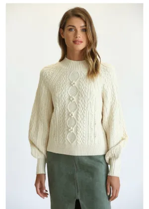 chunky pom cable sweater
