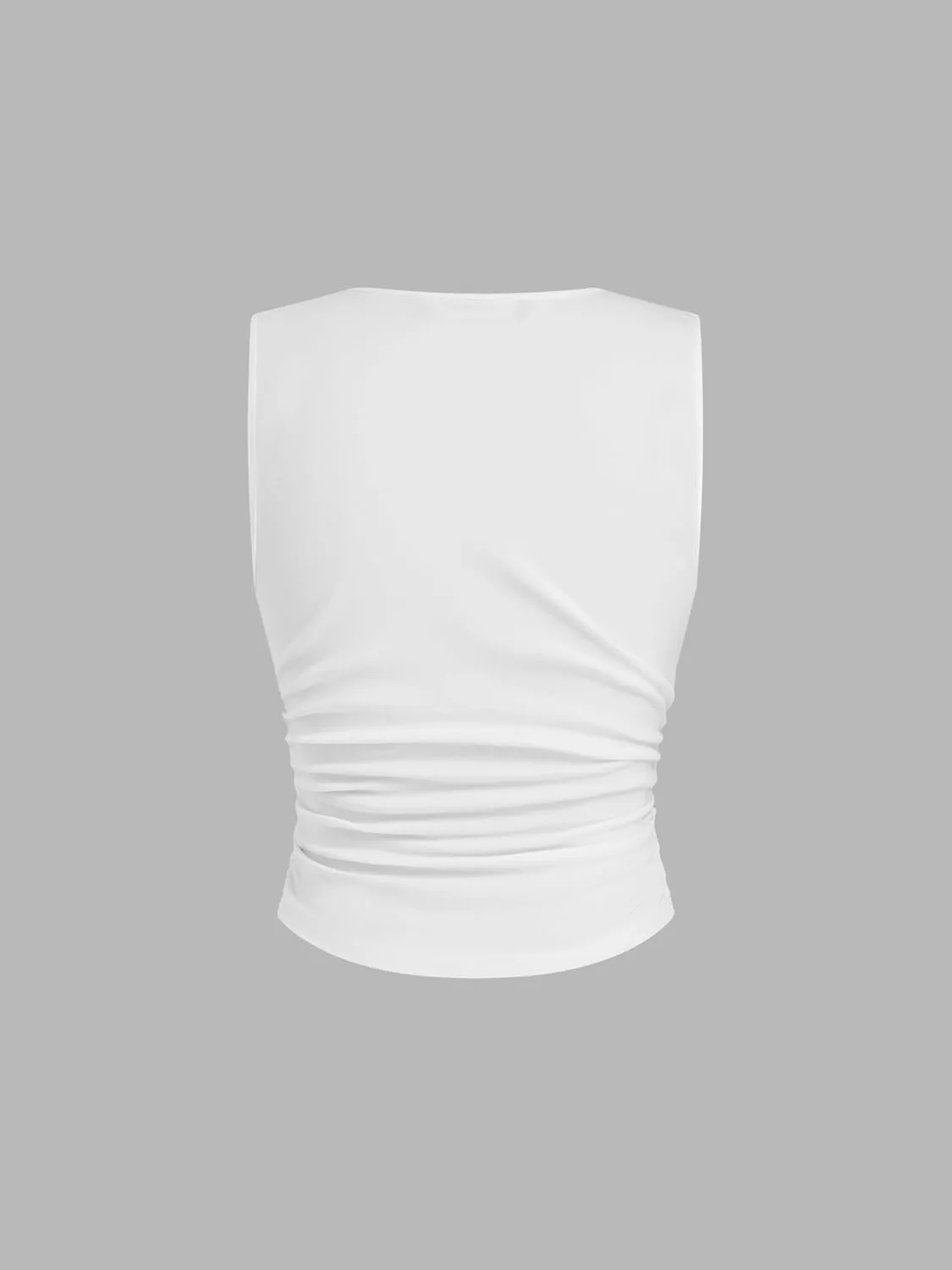 CIDER Tank Tops for Women V Neck Ruched Sleeveless Top Basic Going Out Cotton Blend Slim Fit Top