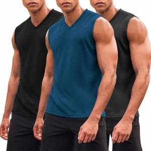 COOFANDY Men's 3 Pack Workout Tank Tops Gym Sleeveless Shirts V Neck Bodybuilding Muscle Tee Shirt