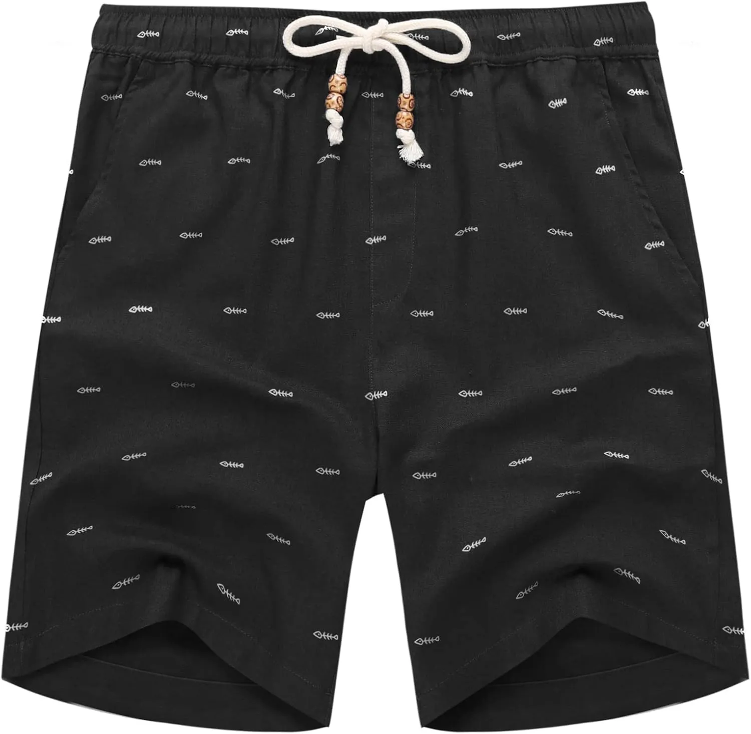 COOFANDY Men's Linen Shorts Casual Elastic Waist Drawstring Summer Beach Shorts