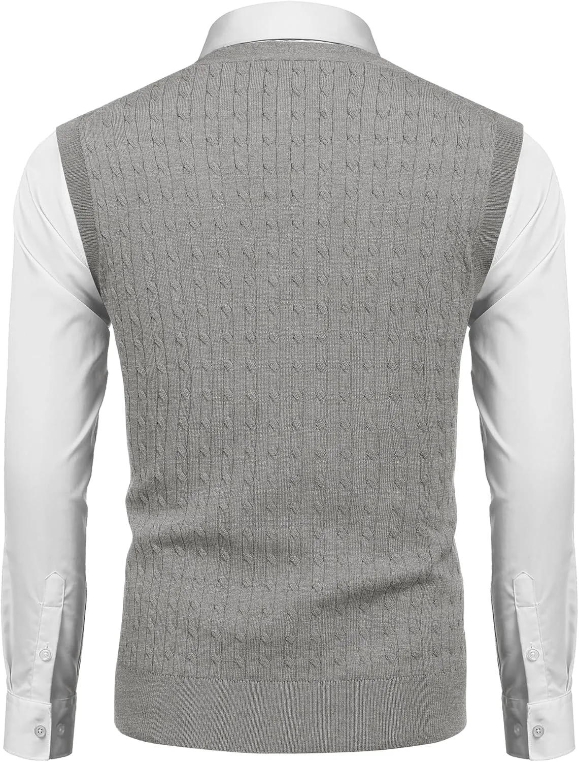 COOFANDY Men's Sleeveless Sweater Vest V-Neck Casual Cable Knit Button Down Cardigan Vest