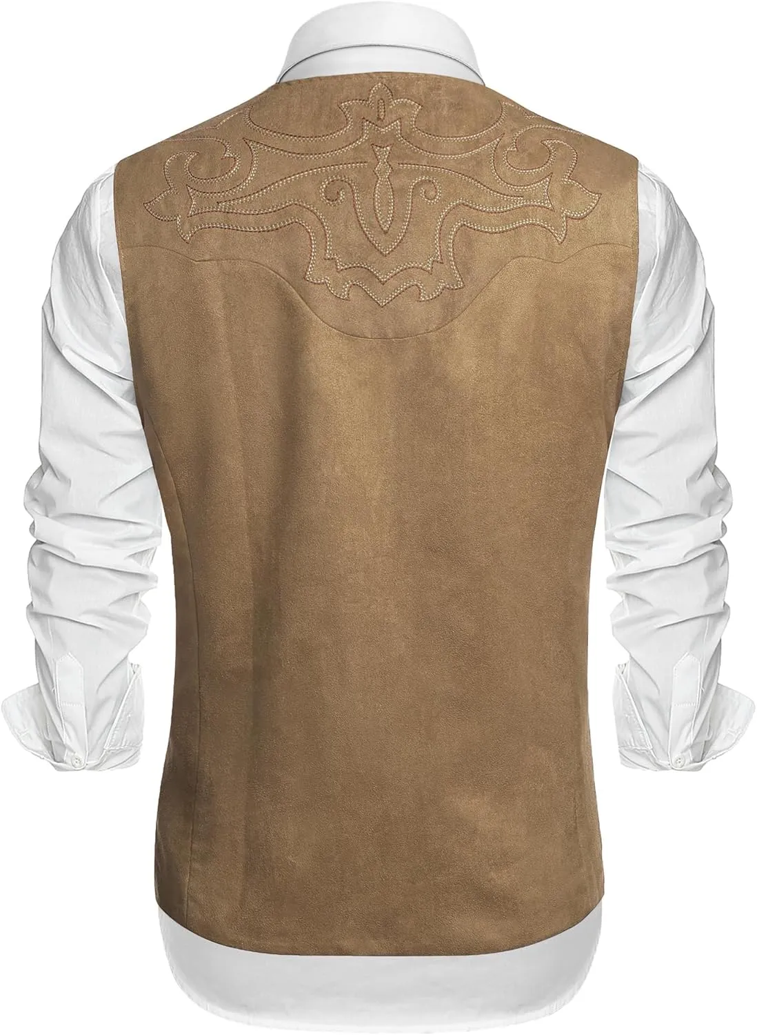 COOFANDY Men's Suede Leather Suit Vest Casual Western Vest Jacket Slim Fit Vest Waistcoat
